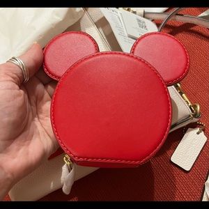 NWT Coin Case Disney x Coach Mickey Walt Disney World 50th Anniversary Red